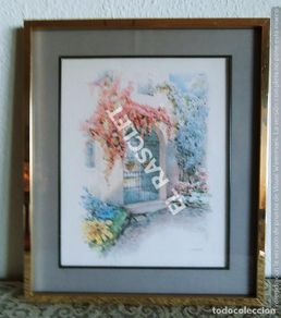 Otros objetos de arte: CUADRO LAMINA ACUARELA - ENMARCADA Y CRISTAL - FIRMADO J. KOHELER